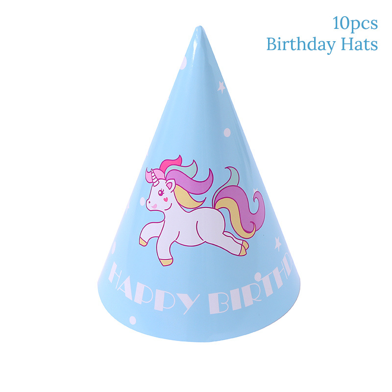 6PC /Set Happy Birthday Hat Unicorn Party Paper Hat Pink/Blue Girl Boy Birthday Party Decoration Kids Event & Party Supplies