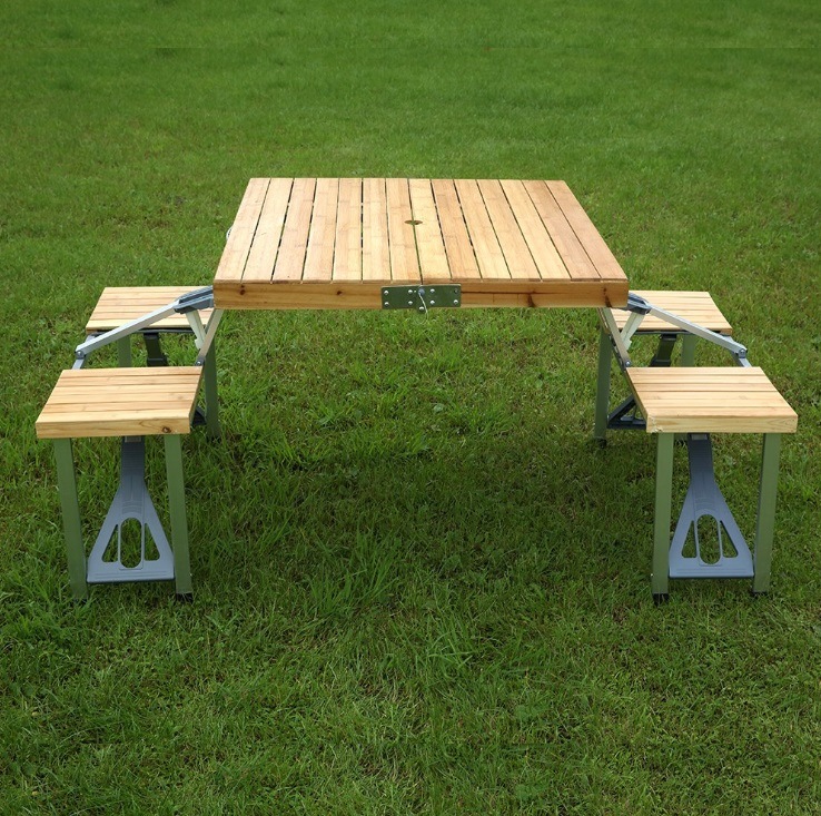 Outdoor Wooden Camping Aluminum Alloy Folding Table (JTJ1022)