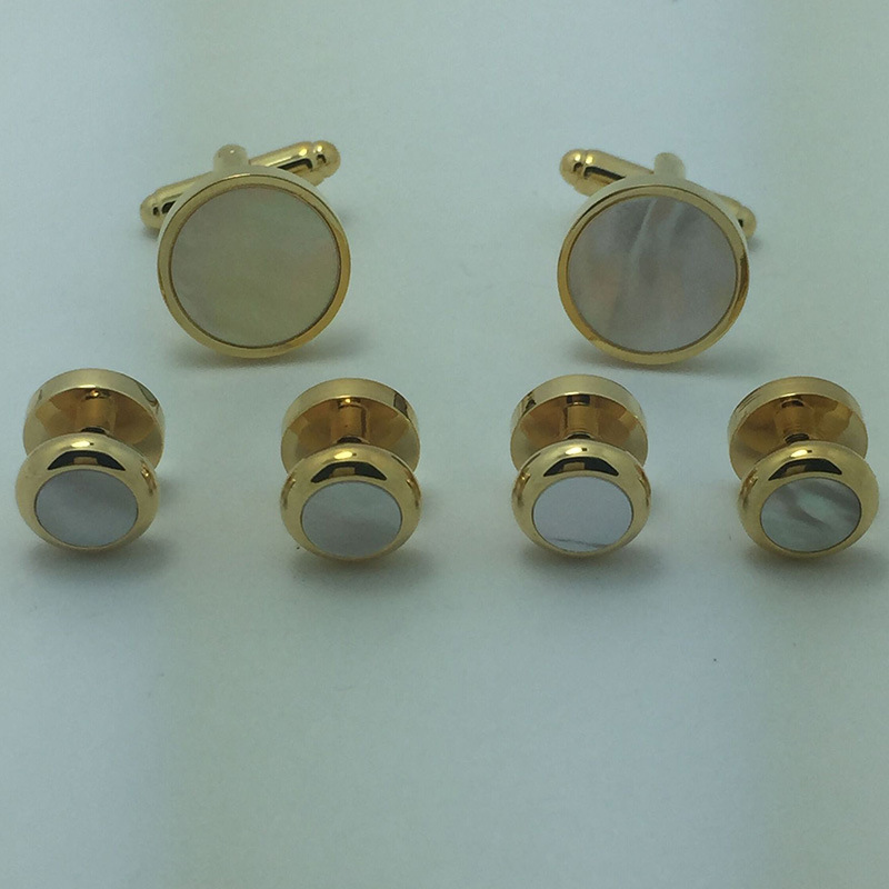 Brass Sea Shell Tuxedo Cufflink Collar Studs