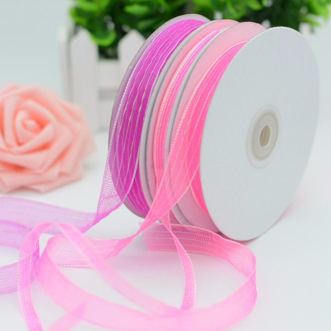 Bow Decorative Gift Pink Silk Nylon Organza Ribbon