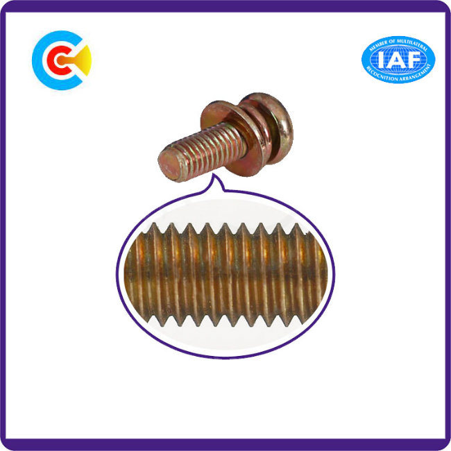 DIN/ANSI/BS/JIS Carbon-Steel/Stainless-Steel Spring Washer Combo Pan Head Screws