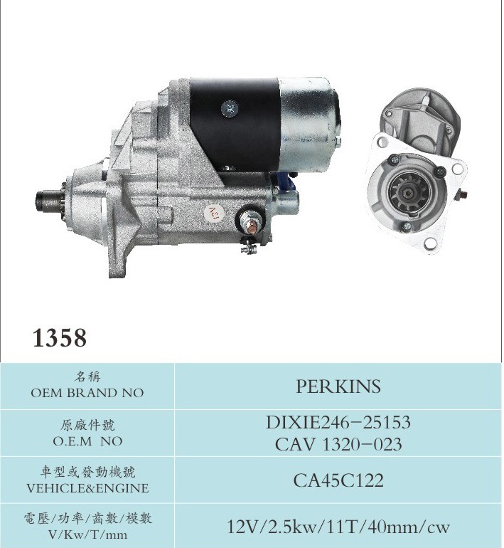 12V 2.5kw 11t Starter for Perkins Dixie246-25153 Cav 1320-023 (CA45C122)