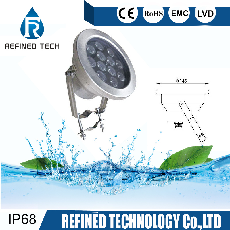 High Power IP68 RGB Colorful LED Underwater Fountain Spotlight with Clip Fixture