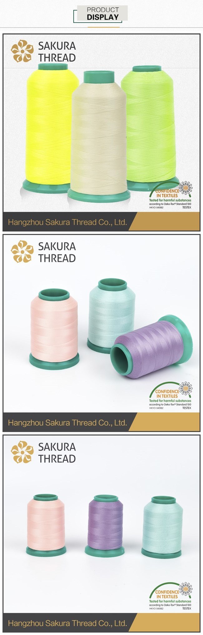 Oeko-Tex100 1 Class Polyester Luminous Thread for Machine Embroidery