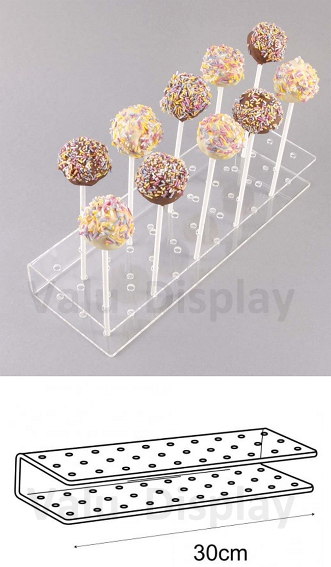 Clear Acrylic Lolly Stick Holder Cake Pop Stand Perspex Display Stand with 30 X 6mm Holes