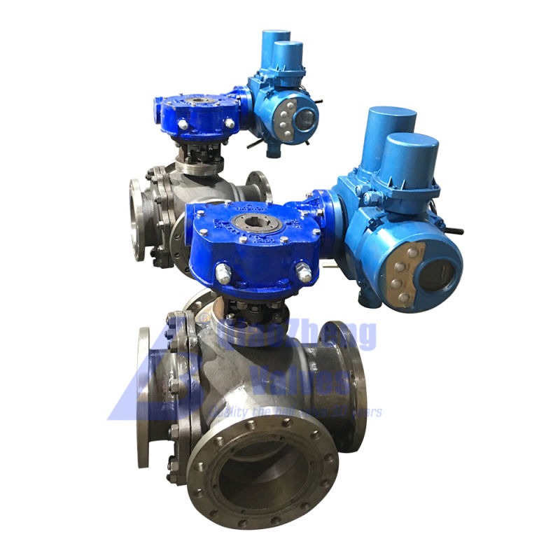 ANSI/DIN/JIS Flanged Electric 3-Way Ball Valve Motorized Three-Way Flanged Ball Valve Q944f Q945f