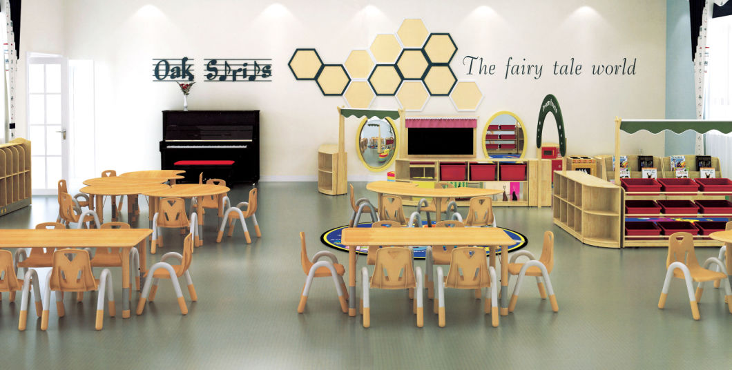Colorful Kids Wooden Study Tables, School Furniture Classroom Desks