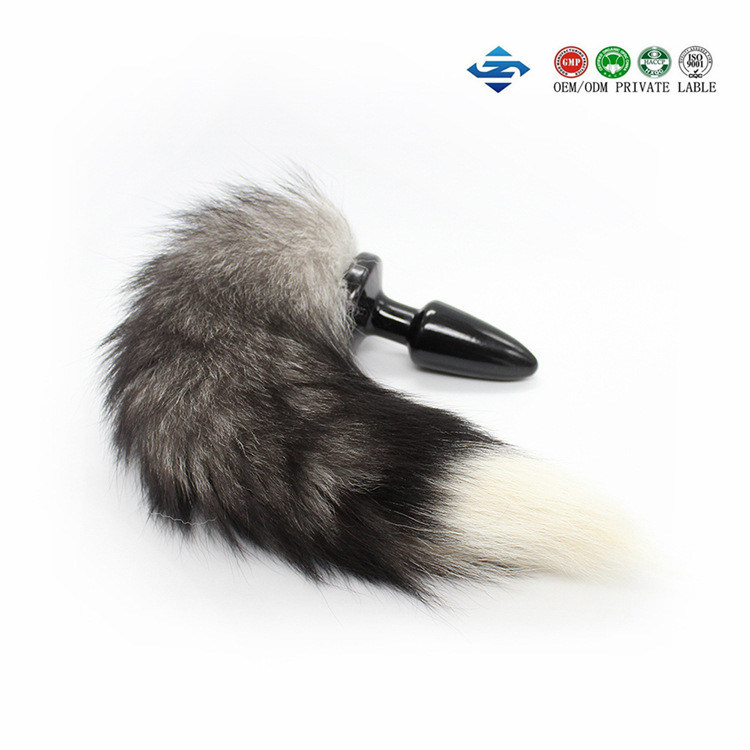 Real Hair Oversized Fox Tail Rear Anal Plug Apparatus
