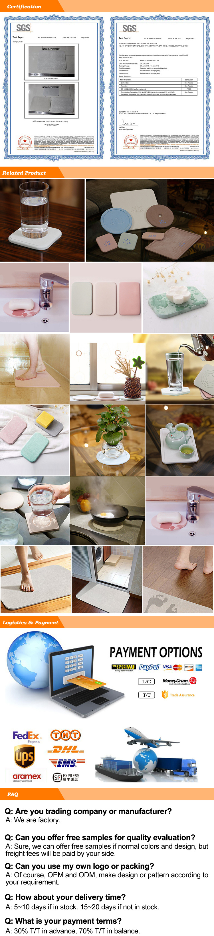 2018 Japan Diatomite Bathroom Mat