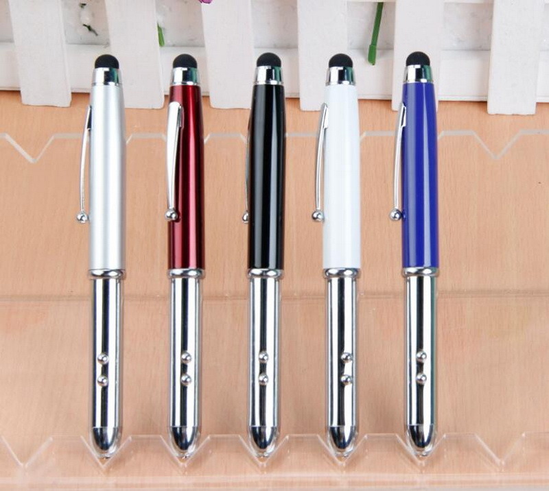 Hot Sale 4 in 1 Metal Laser Pointer Pen LED Torch Touch Screen Stylus Ball Pen