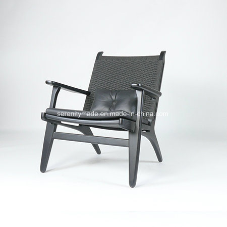 Modern Style Grey Leather Padded Solid Wood Recliner Lounge Chair