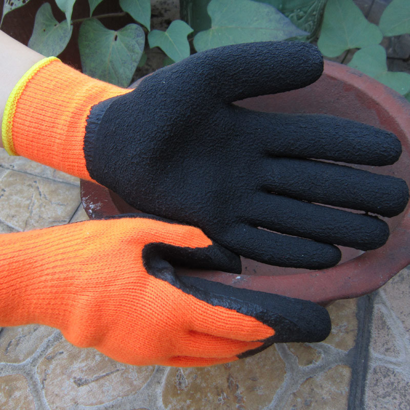 Insulate Nappy Liner Latex Coating Gloves Winter Safety Work Glove