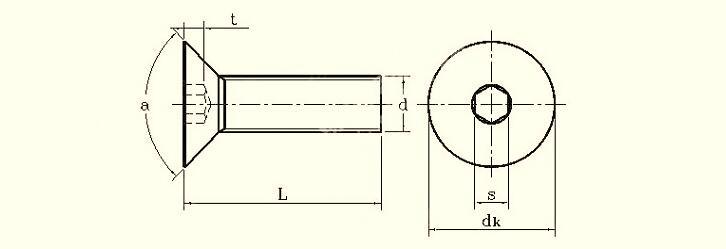 Stainless Steel Countersunk Hex Socket Flat Head Machine Screw M3-M10