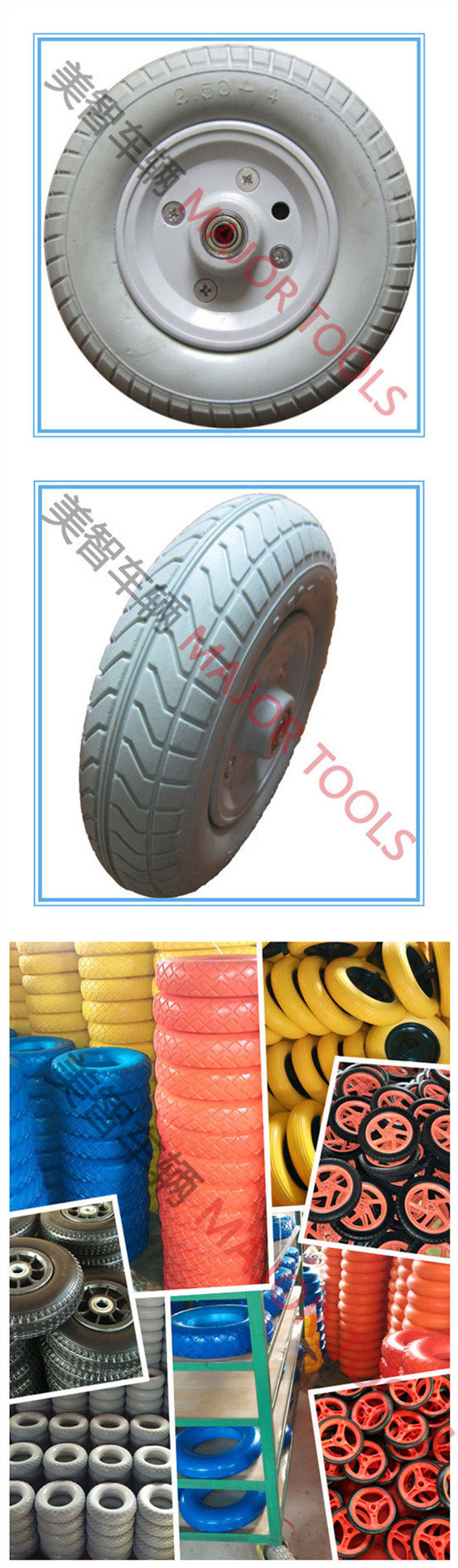 Flat Free Tire Solid PU Foam Rubber Wheel 2.50-4 PU Foam Wheel