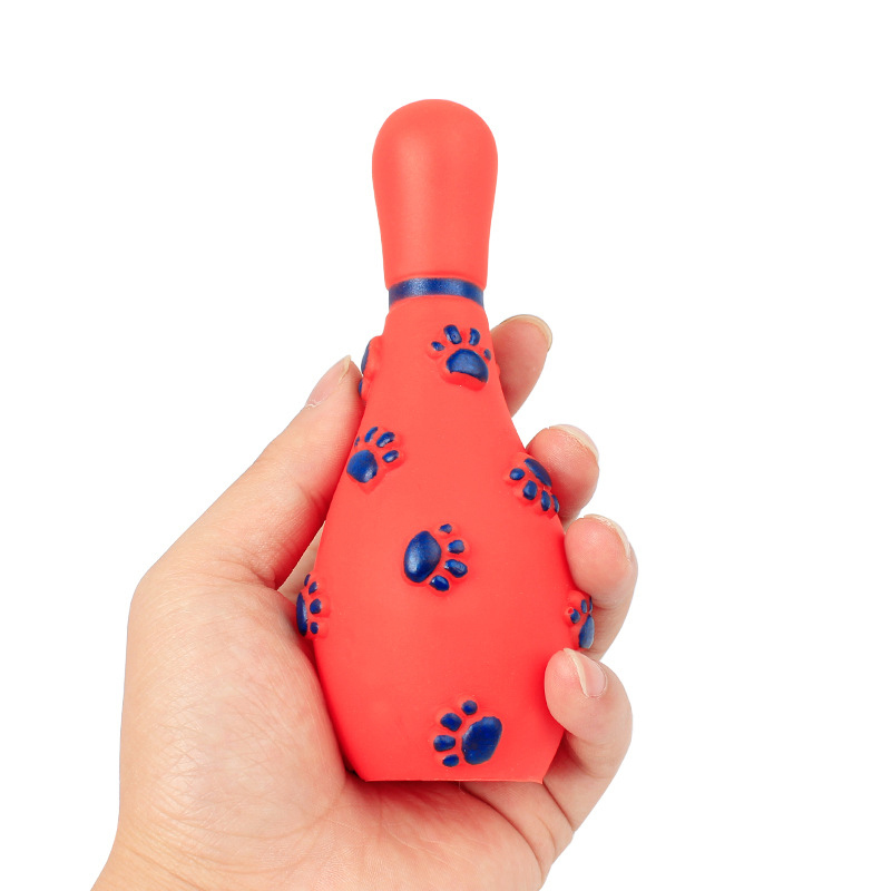 Silicone PVC Sounding Bowling Bottles Pet Dog Toy