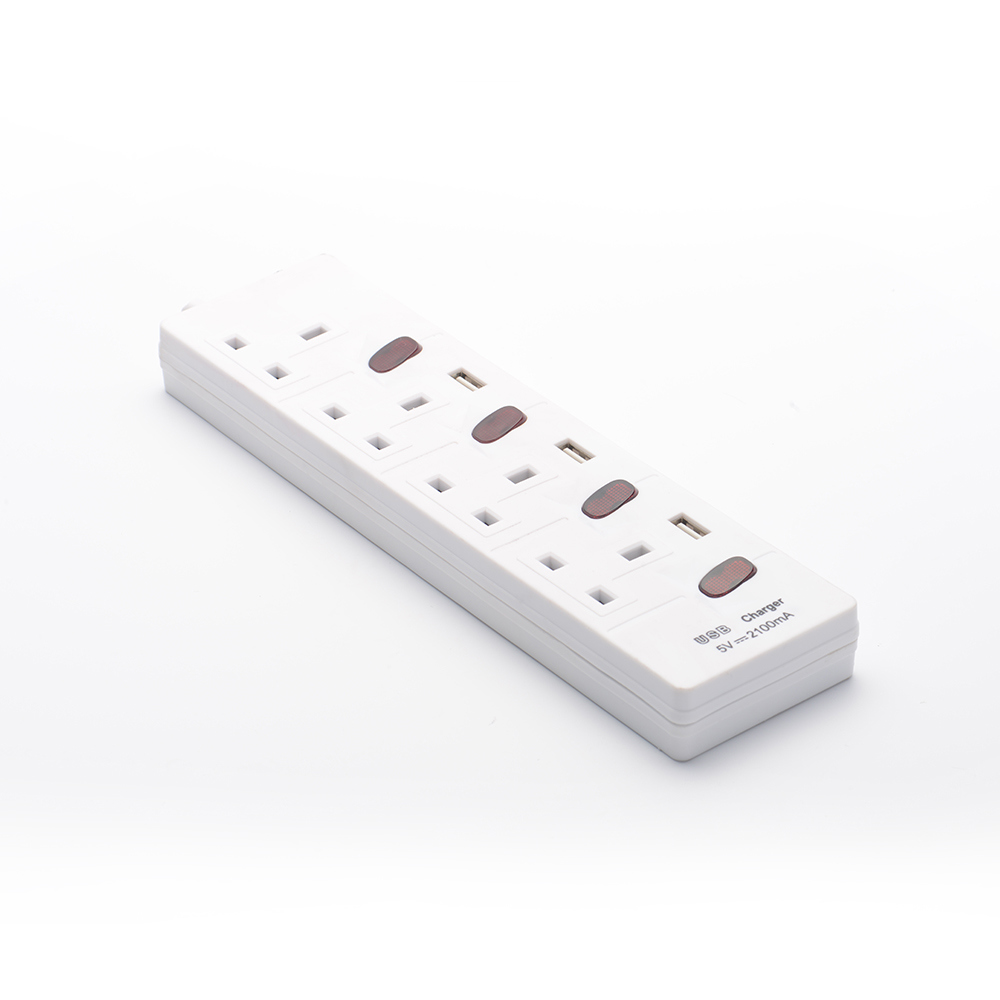 UK 3 Outlet Surge Protection Overload Protection Extension Power Strip