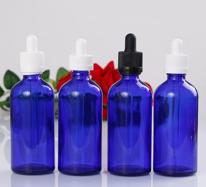 15ml 30ml 50ml 100ml Blue Essential Oil Glass Bottle with Plastic Dropper Cap