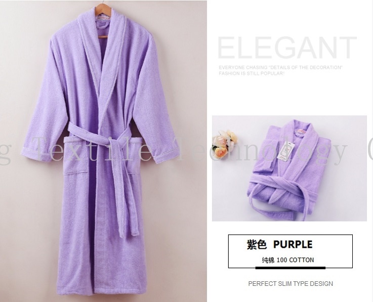 Customized Luxury Unisex Shawl Collar Cotton Velvet SPA Terry Hotel Bathrobe