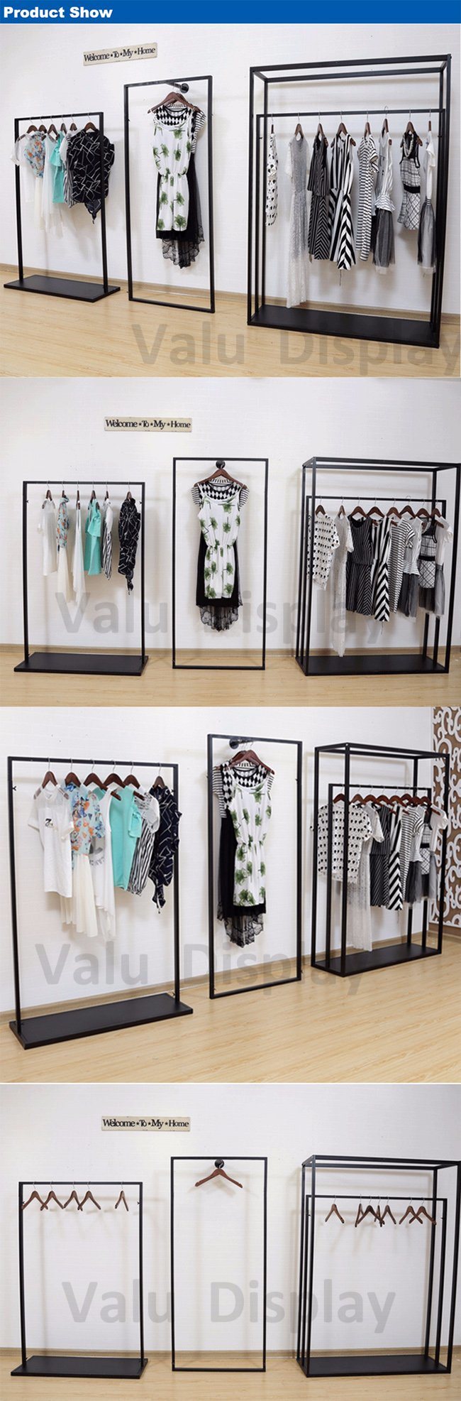 Metal Wood Exhibition Rack for Clothes Display