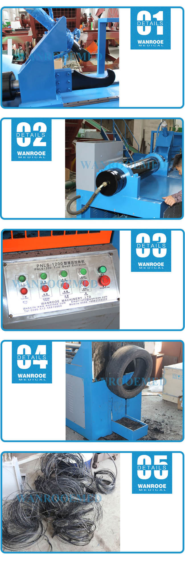 Plastic Machinery Used Tire Recycling Tire Wire Drawing Machine