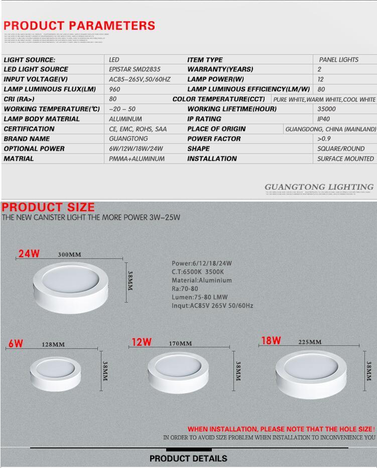 Surface Mounted LED Panel Light 18W with CE and RoHS