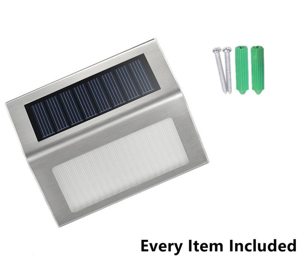 Outdoor Solar Lights Stainless Steel Wireless Security Solar Stair Light 2LED Solar Lamp