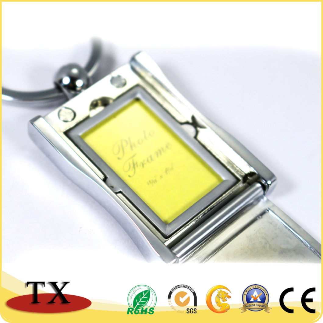 Charming Diamond-Bordered Metal Zinc Alloy Photo Frame Key Chain