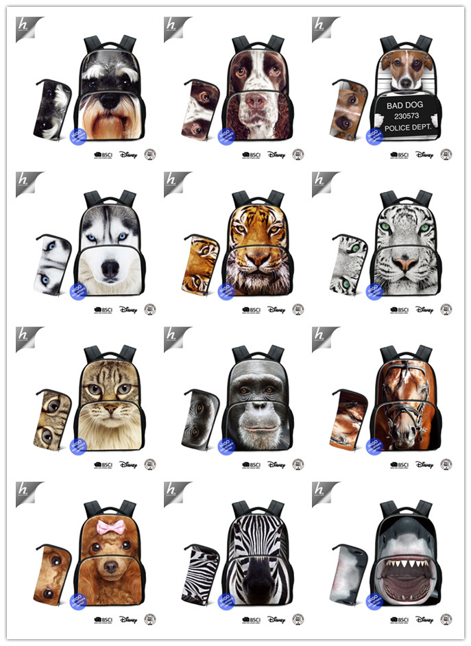 Online Shopping Dinosaur Wolf Laptop Backpacks Animal Pencil Case