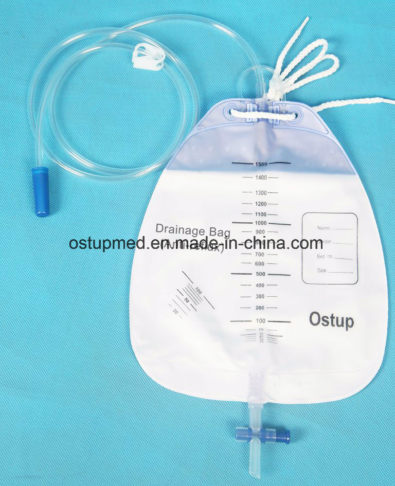 Medical Plastic Hospital Push-Pull Valve Disposable Urine Drainage Bag for Adult