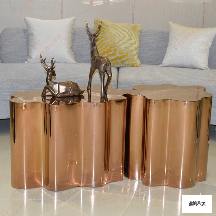 Modern Unique Design Golden Color Metal Coffee Table for Hotel