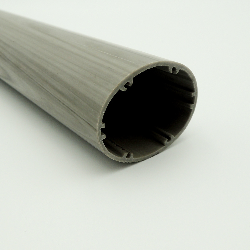 Plastic Extruded Grey Wood Grain PVC Round Tube