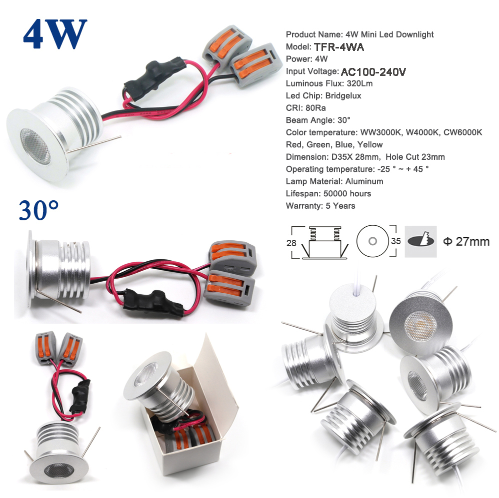 4W AC 120V 220V LED Bulb Downlight 280lm Ceiling Light