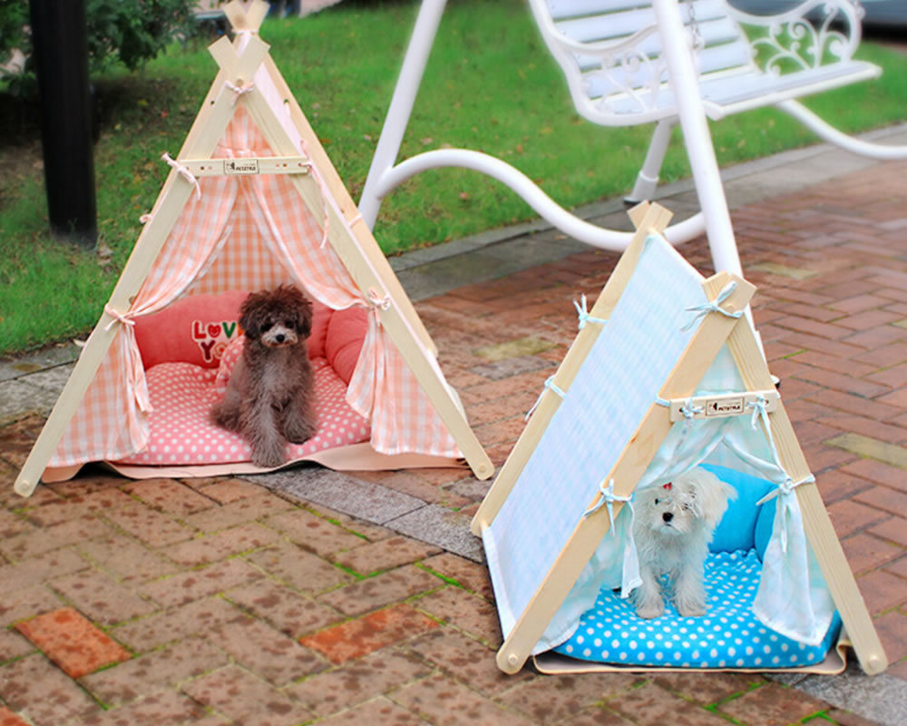 Indoor Wooden Indian Pet Tent for Dog, Puppy, Cat