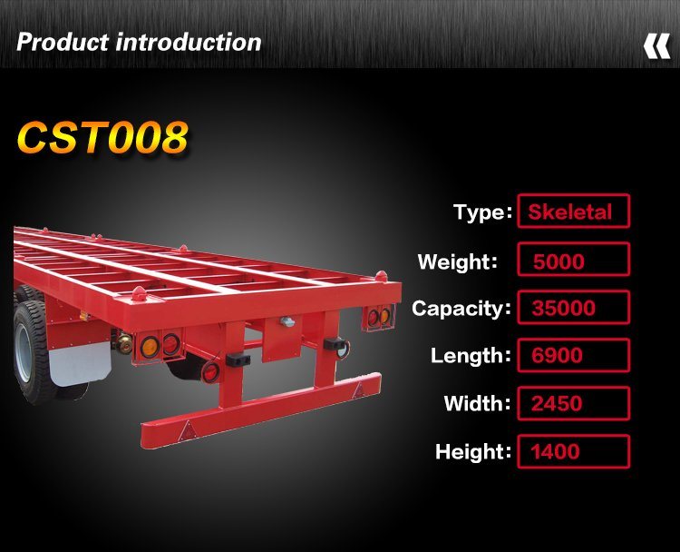 China Factory 40 FT 2 Axles Skeletal Container Transport Semi Trailer Best Price for Sale