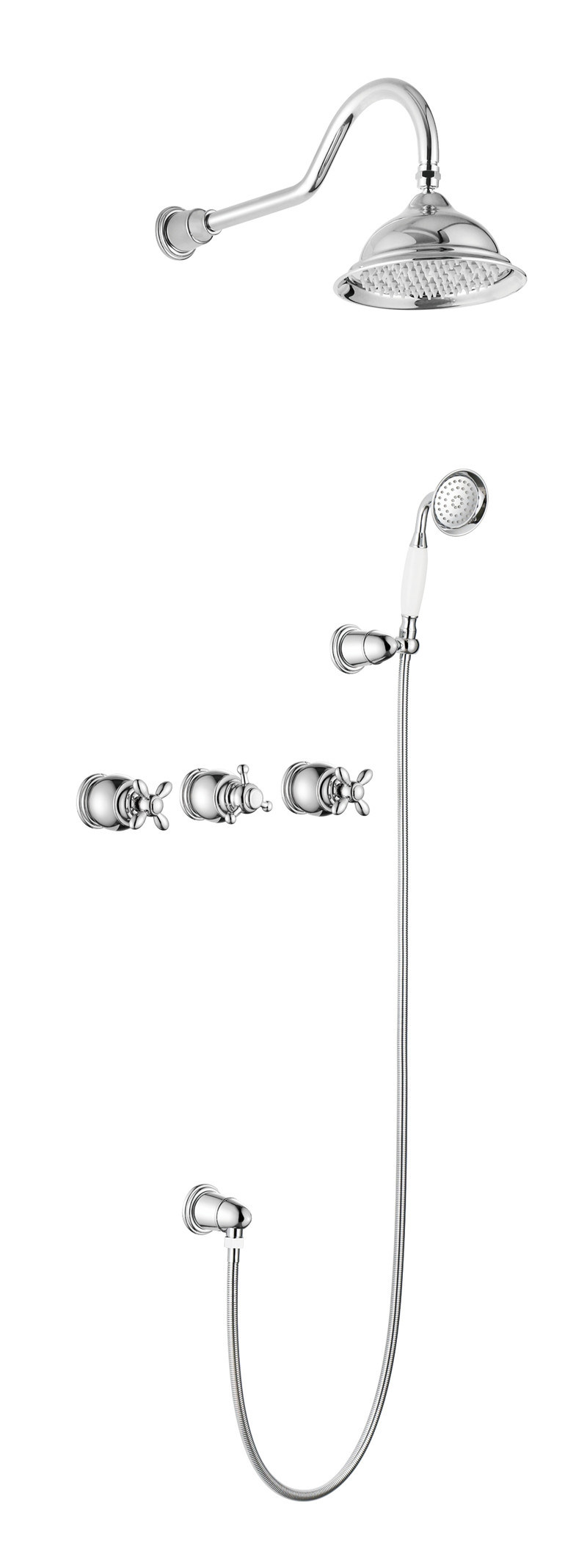 Wall Mounted Antique Brass Concealed Shower Set (zf-W74)