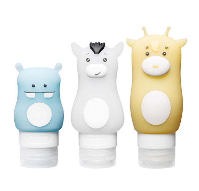 Lovely Cartoon Travel Bottles, Leakproof Silicone Refillable Travel Containers