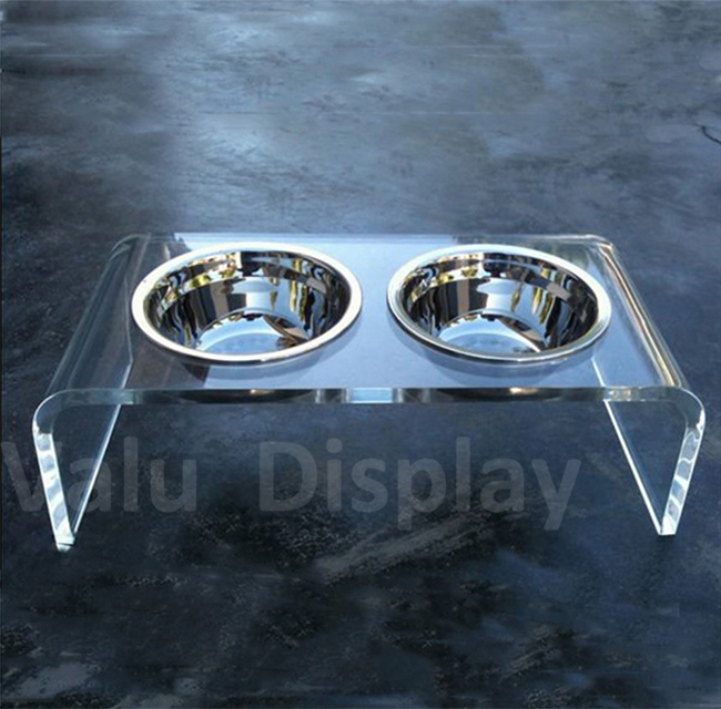 Clear Acrylic Dog Dining Table Pet Feeder Table with Two Holes