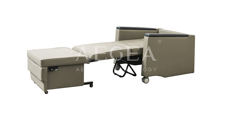 AG-AC012 PU Cover Ward Room Accompany Sofa Hospital Recliner Chair Bed