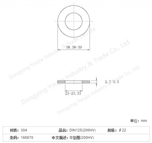 DIN125 (200HV) Stainless Steel Plain Washer (200HV)