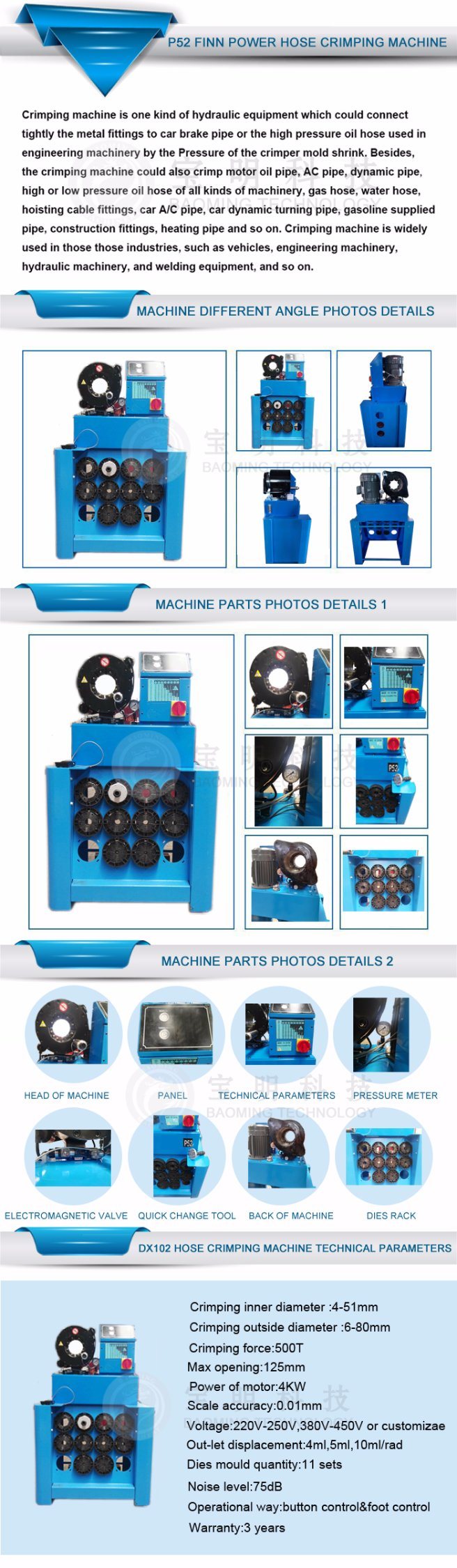 High Pressure Hydraulic Rubber Hose Crimping Machine for Service Van