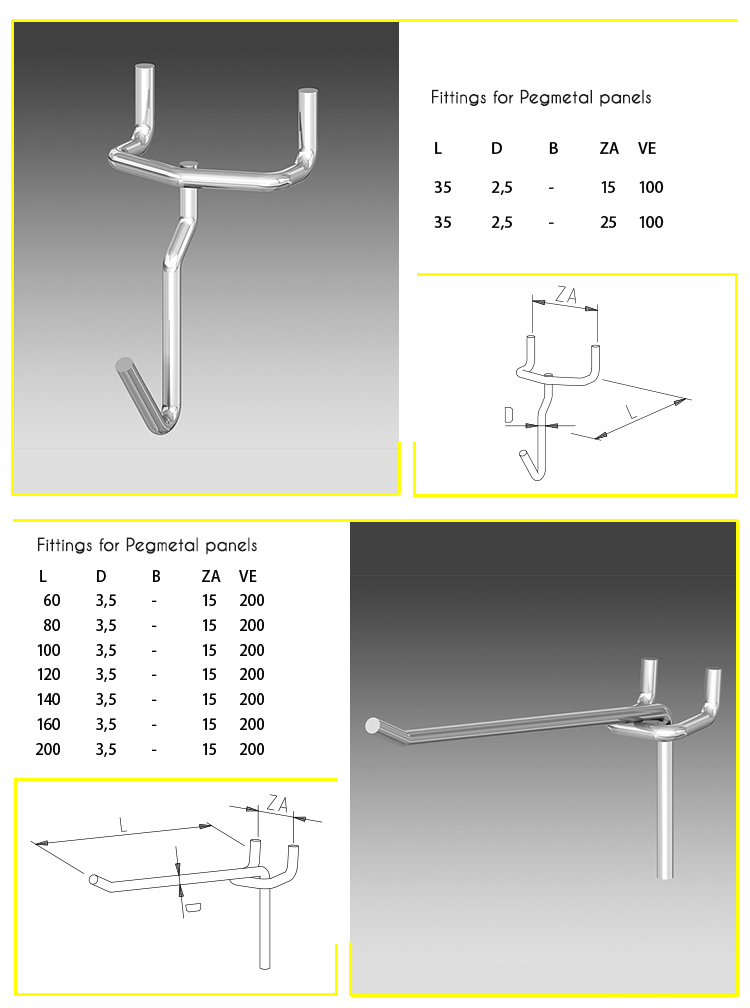 Shopfitting Chrome Plating Pegboard Hook for Store Display