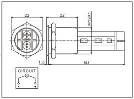 19mm Buzzer Flicker Buzzer Key Ring Illuminated IP50 Ik04