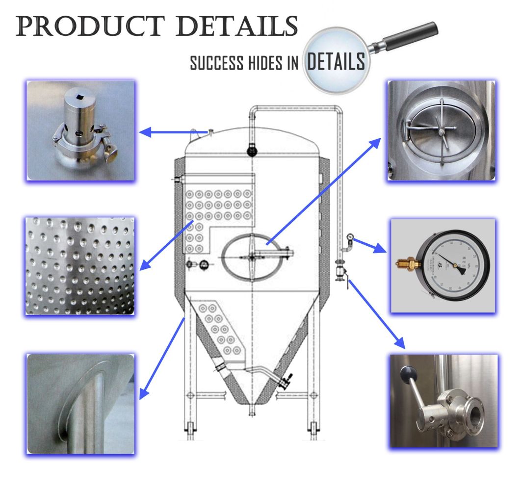 Industrial / Commercial Stainless Steel Fermentation Tank / Fermenter / Fermentation Vessel 1000L 2000L 2500L 3000L 5000L 10000L