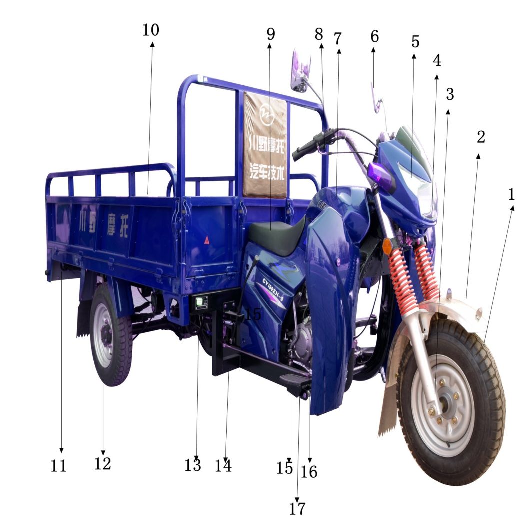 Adult Three Wheel Cargo Motorcycle Truck with Side Cover