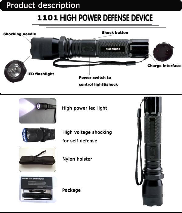 Classical 1101 Rechargeable Flashlight Stun Gun