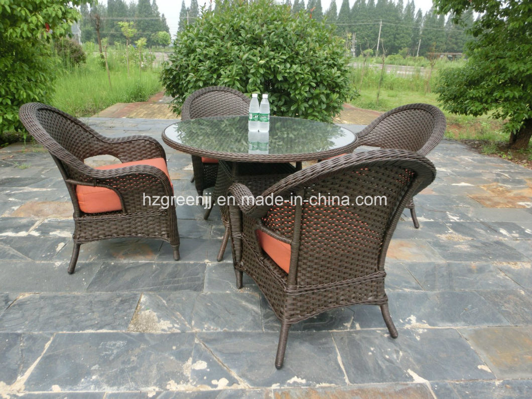 5 Pieces Round Rattan Conversation Dining Set Wicker Furniture