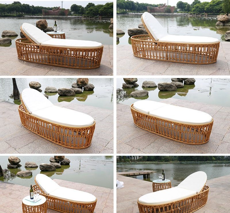 2018 Outdoor Leisure Furniture Chaise Lounger Rattan Chair Wicker Sun Longer-Tc022