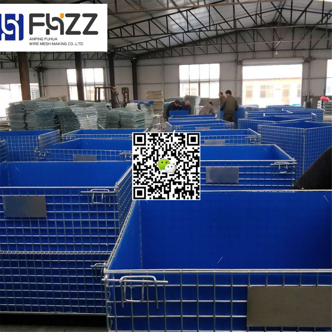 Warehouse Storage Metal Folding Stacking Wire Mesh Cages with Wheels