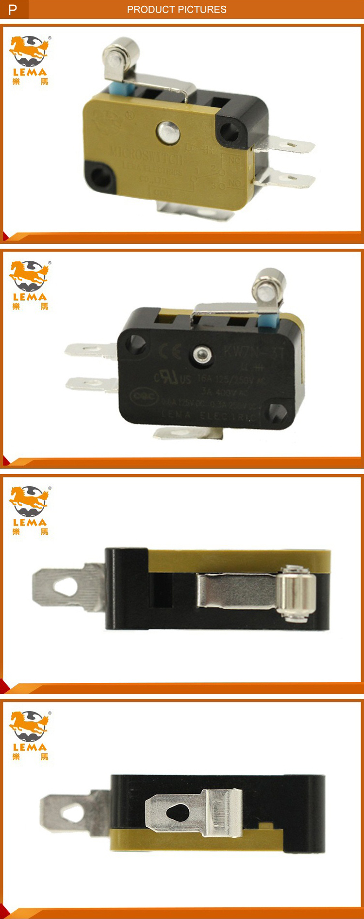 High Quality Kw7n-3t Roller Lever Actuator Magnetic Micro Switch