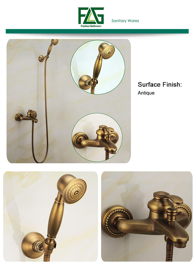 FLG Bath Shower Set with Faucet Antique Finish Cold and Hot